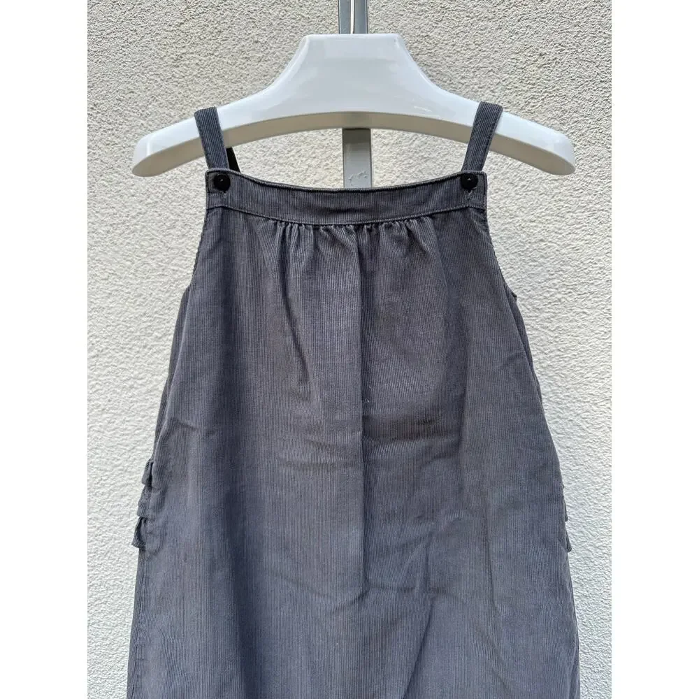 The Little White Company Corduroy Ruffled Jumpsuit, Baby Size 18-24mo, Gray